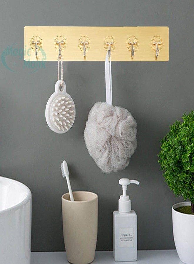 MagicMonk Self Adhesive Wall Hooks for Kitchen Organizer Hook for Wall Without Drilling for Home Kitchen Bathroom Bedroom Keys Bag Towels - 6 Stainless Steel Hook with Plastic Strip (Pack of 01) - Image 5